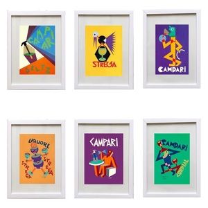 6 Framed Vintage Liquor Ads